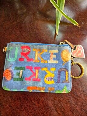 Vintage Dooney & Bourke IT Collection Doodle Coin Purse Wristlet Blue 🌈